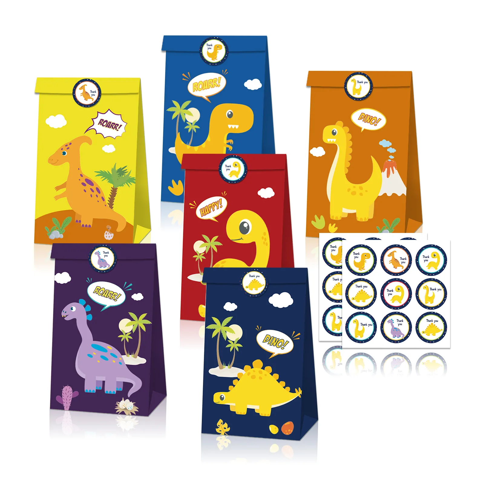 12 PCS 공룡 패턴 선물 가방