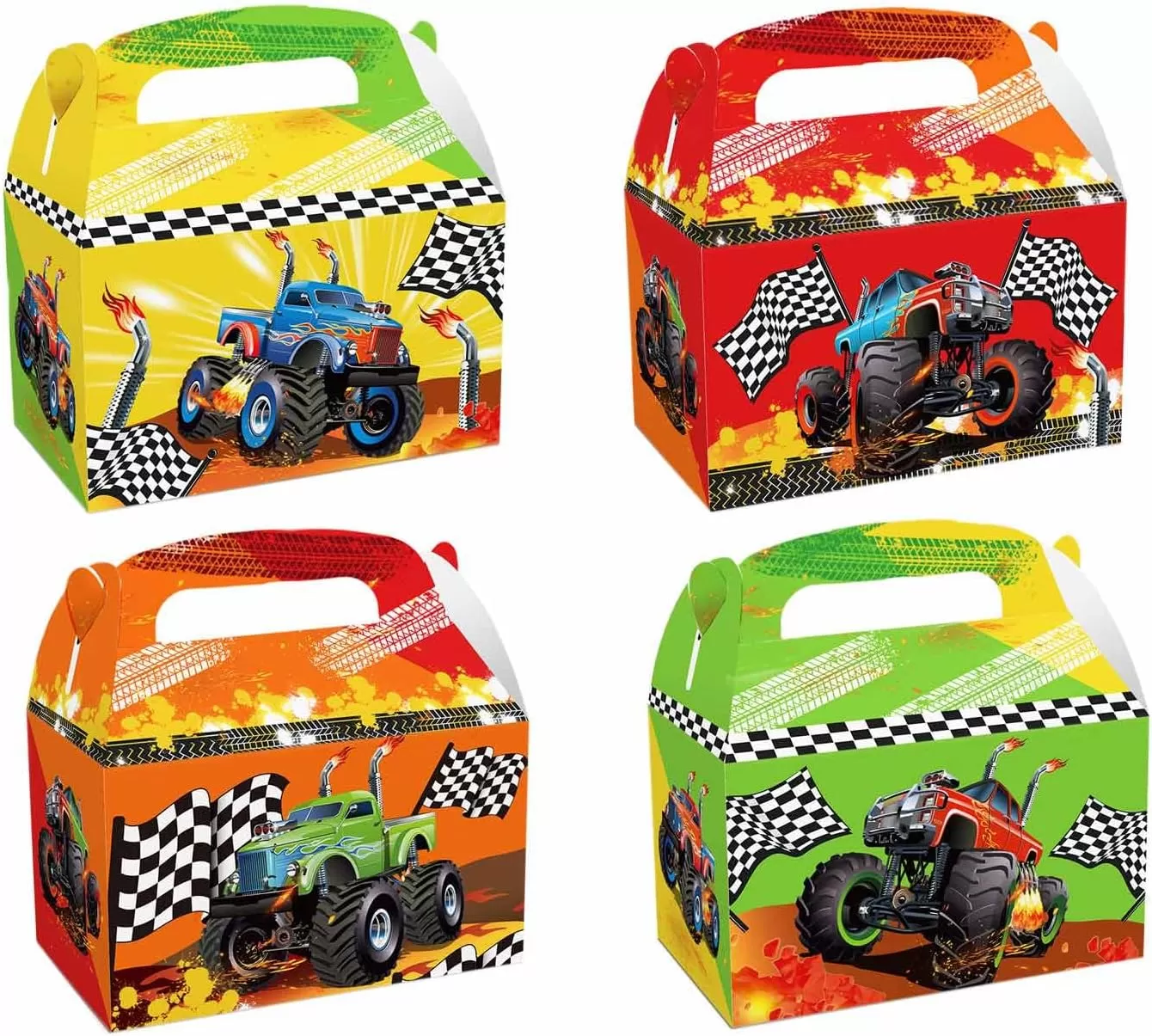 12개의 PCS 몬스터 트럭 테마 종이 상자